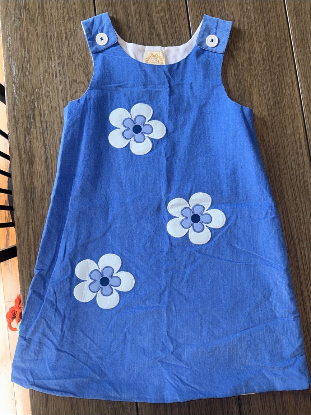 The Beaufort Bonnet Company Blue Floral Appliqué Sundress